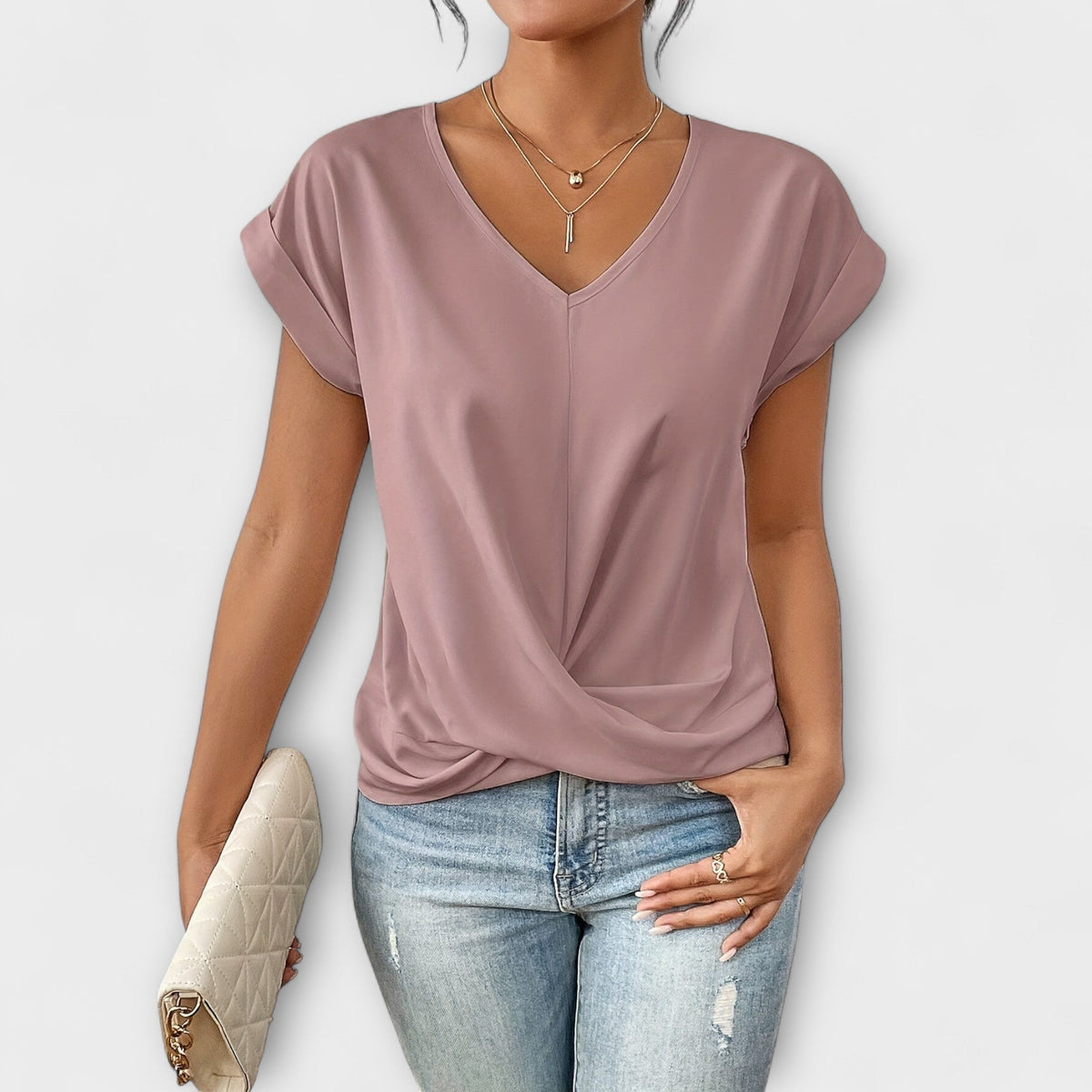 Eloise - V-neck Top with Knot Detail